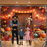 Large Autumn Barn Wood Backdrop with Pumpkins and Maple Leaves for Thanksgiving