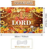 Give Thanks to the Lord Christian Thanksgiving Backdrop with Pumpkins and Leaves