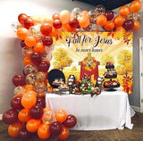 Fall for Jesus Thanksgiving Backdrop with Pumpkins and Sunflowers for Autumn Decor