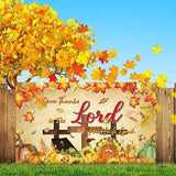 Fall for Jesus Christian Backdrop with Pumpkins and Maple Leaves for Thanksgiving