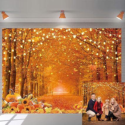 Autumn Forest Backdrop with Maple Leaves for Thanksgiving and Fall Party Photos