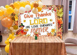 7x5ft Christian Thanksgiving Backdrop with "Give Thanks" and His Love Theme