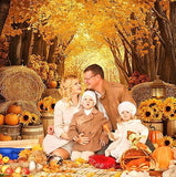 7x5ft Fall Autumn Backdrop with Forest Scenery Pumpkins and Maple Leaves