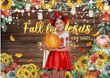7x5ft Happy Thanksgiving Backdrop with "He Never Leaves" Pumpkin Autumn Leaves
