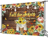 7x5ft Happy Thanksgiving Backdrop with "He Never Leaves" Pumpkin Autumn Leaves