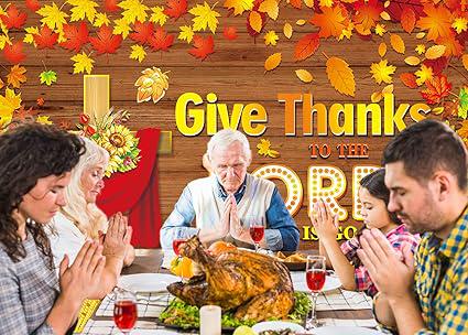 Give Thanks to The Lord Backdrop Banner for Fall Thanksgiving Christian Decor