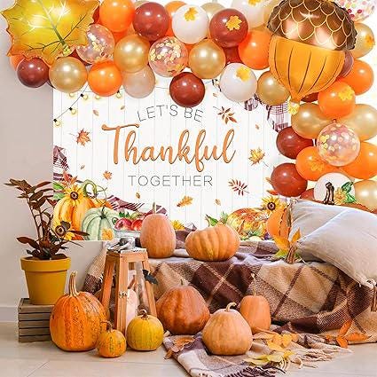 7x5ft Happy Thanksgiving Backdrop with Sunflowers Pumpkins and Thankful Theme