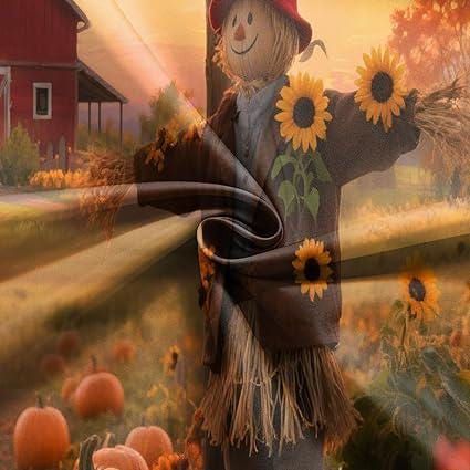 8x6ft Fall Thanksgiving Backdrop with Pumpkin Patch and Autumn Harvest Scene