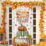 Fall Door Cover with "Happy Fall Y’all" Farmhouse Thanksgiving Harvest Decor