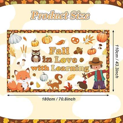 Fall in Love with Learning Backdrop with Pumpkins Maple Leaves Cl