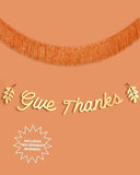 Give Thanks Gold Orange Foil Fringe Banner for Thanksgiving Party Decor 5ft