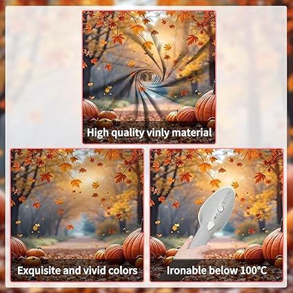 10x8ft Fall Thanksgiving Backdrop with Pumpkins Maple Leaves Forest Scene