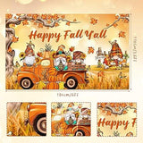 Thanksgiving Banner Backdrop with Gnomes Pumpkins Maple Leaves Fall Decor