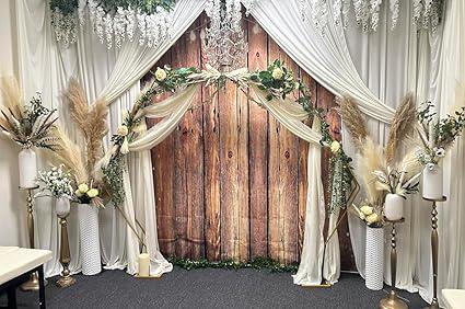 7x5ft Brown Wood Rustic Backdrop for Birthday Wedding Western Party Decor