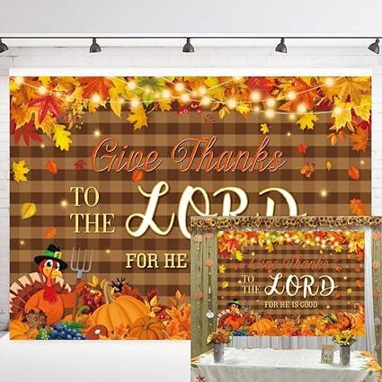 7x5ft Christian Thanksgiving Photography Backdrop with "Give Thanks to The Lord"