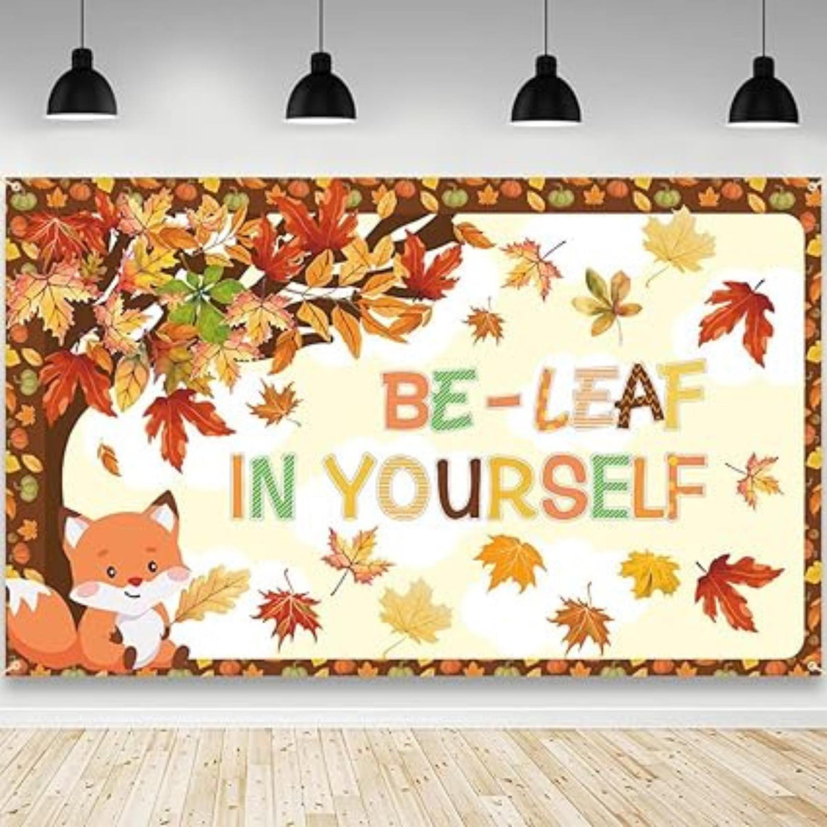 Autumn Maple Tree Backdrop: "Be-Leaf in Yourself" Back to School Decor