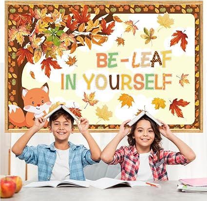 Autumn Maple Tree Backdrop: "Be-Leaf in Yourself" Back to School Decor