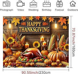 8x6ft Thanksgiving Backdrop with Roasted Turkey Harvest Decor for Home Party