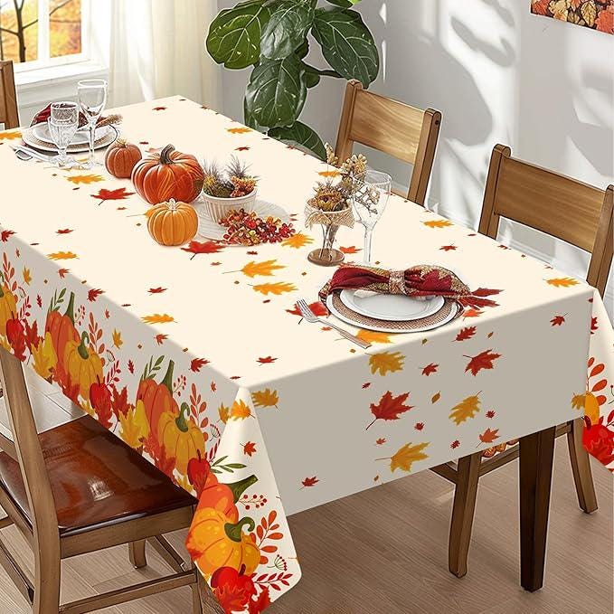 3-Pack Thanksgiving Tablecloths 54x108 Inch Pumpkin Maple Decor for Fall Parties