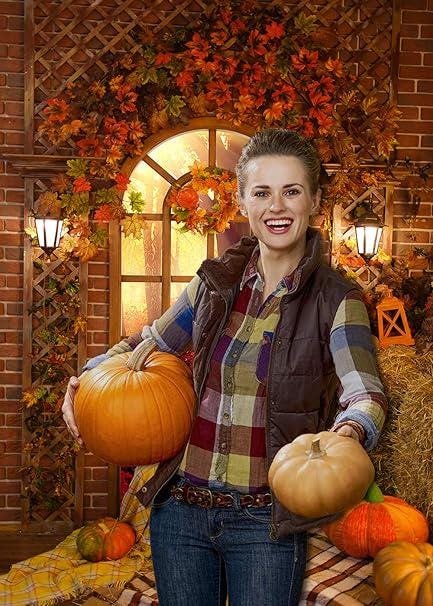 Fall Thanksgiving Photography Backdrop 5x7FT Pumpkin on Haystack for Party Photos