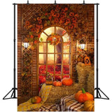 Fall Thanksgiving Photography Backdrop 5x7FT Pumpkin on Haystack for Party Photos