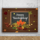 7x5FT Happy Thanksgiving Backdrop Rustic Wood Fall Leaves Autumn Party Decor