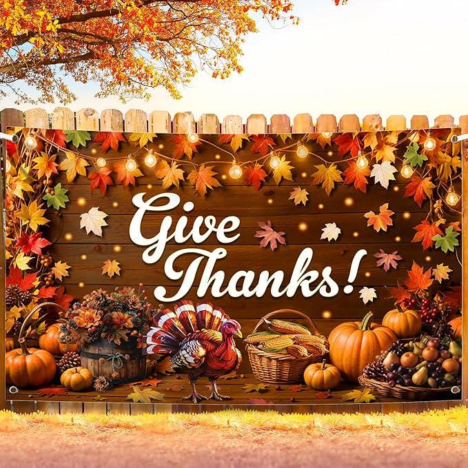 Happy Friendsgiving Banner 70x43 Inch Autumn Turkey Harvest Backdrop Party Decor