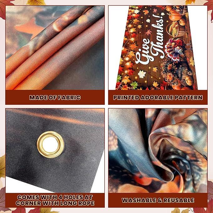 Happy Friendsgiving Banner 70x43 Inch Autumn Turkey Harvest Backdrop Party Decor