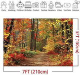 7x5FT Autumn Scenery Backdrop Vinyl Mountain Road with Trees & Yellow Fall Leaves