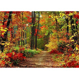 7x5FT Autumn Scenery Backdrop Vinyl Mountain Road with Trees & Yellow Fall Leaves