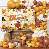 Happy Thanksgiving Backdrop 70x43 Inch Turkey Pie Pumpkin Maple Leaves Fall Party Decor