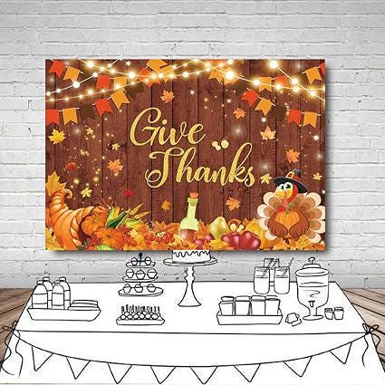 7x5FT Happy Thanksgiving Backdrop Give Thanks Pumpkin Harvest Rustic Turkey Party Decor