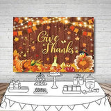 7x5FT Happy Thanksgiving Backdrop Give Thanks Pumpkin Harvest Rustic Turkey Party Decor