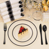 Black Rim Disposable Dinnerware Set: 50 Guests