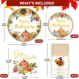 264pcs Thanksgiving Dinnerware Set Plates Napkins Cutlery Fall Harvest Decor