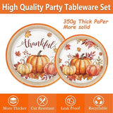 Autumn Thanksgiving Party Dinnerware Set Plates Cups Napkins Cutlery for 24 Guests