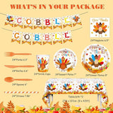 194pcs Thanksgiving Party Tableware Set Plates Napkins Tablecloth for 24 Guests