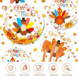 194pcs Thanksgiving Party Tableware Set Plates Napkins Tablecloth for 24 Guests
