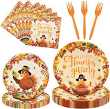 100pcs Thanksgiving Turkey Tableware Set Plates Napkins Forks for Fall Party