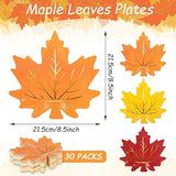 30pcs Thanksgiving Fall Leaf Paper Plates Gold Foil Autumn Leaves Party Decor