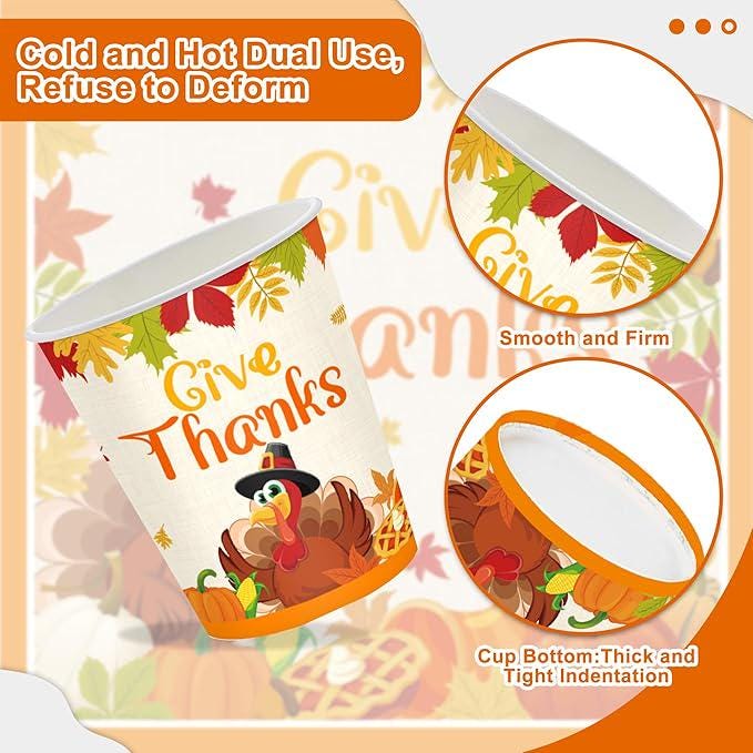 Thanksgiving Party Supplies: 132 Pcs Friendsgiving Tableware - Plates, Cups & Napkins