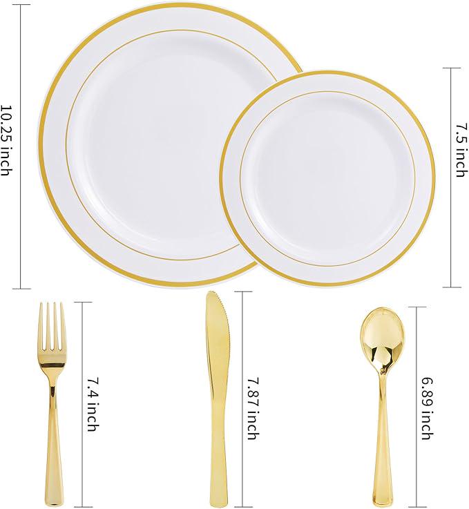 Thanksgiving Plastic Plates Set: 125 Pcs Dinner, Salad Plates & Cutlery for 25