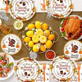 Happy Thanksgiving Tableware: 65 Pcs Turkey Pumpkin Dinnerware - Serves 16