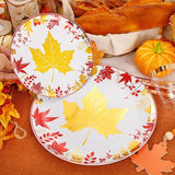 Thanksgiving Plates Dinnerware: 150 Pcs Plastic Plates & Gold Silverware Set