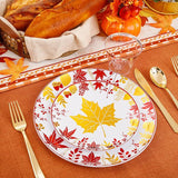 Thanksgiving Plates Dinnerware: 150 Pcs Plastic Plates & Gold Silverware Set