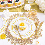 350-Pc Gold Disposable Plates & Cutlery Set - Dinner Plates, Cups and Forks for 50