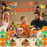 Fall Thanksgiving Party Kit: 185 Pcs Plates, Napkins, Cutlery, Decor - Serves 24