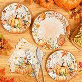 Fall Paper Plates & Napkins Set: 180 Pcs Pumpkin Dinnerware - Serves 60