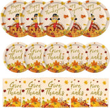 Thanksgiving Plates & Napkins Set: 150 Pcs Turkey Dinnerware - Serves 50
