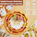 Thanksgiving Fall Dinnerware Set: 350 Pcs Maple Leaves Plates, Cups & Cutlery